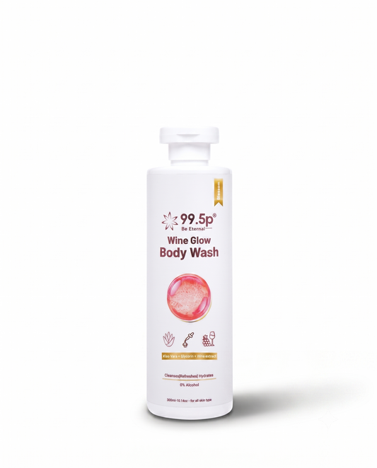 99.5p Wine Glow Body Wash with Wine Extract & Aloe Vera | Hydrating & Refreshing Daily Body Cleanser