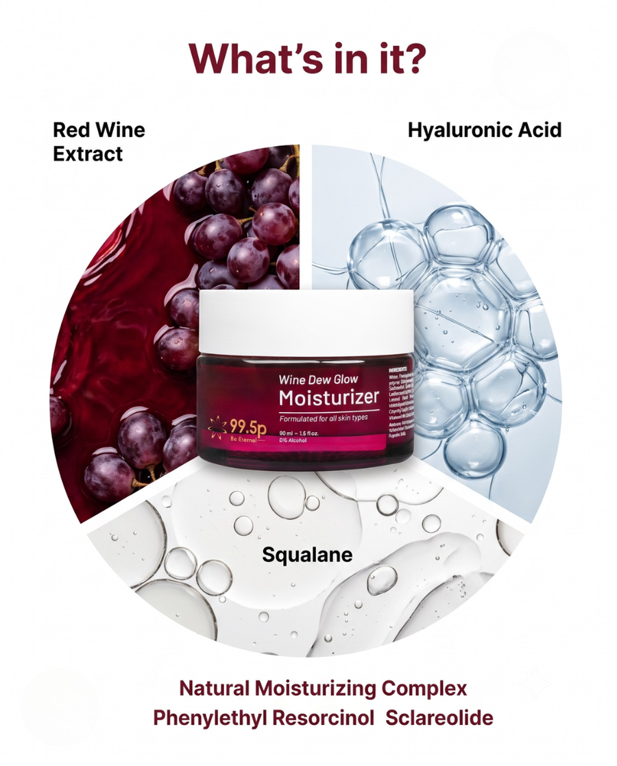 Wine Dew Glow Moisturizer – Alcohol-Free Hydrating Face Moisturizer with Wine Extract & Hyaluronic Acid